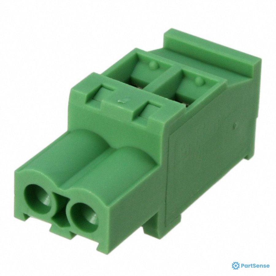 Amphenol Anytek PS46513984 - 2 Position Terminal Block Plug, Female Sockets 0.197" (5.00mm) 270° Free Hanging (In-Line)