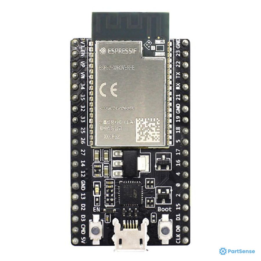 Espressif PS58840096 - The ESP32-DEVKITC-DA Evaluation Board from Espressif Systems is a development platform designed for wireless applications. It integrates 2.4 GHz Wi-Fi and Bluetooth® Smart Ready 4.x (BLE) dual-mode capabilities, making it ideal for a wide range of IoT and wireless communication projects. Built around the ESP32 series of SoCs with an Xtensa® dual-core 32-bit LX6 microprocessor, the board features 8MB flash and 24 GPIO pins for flexible interfacing. It includes a rich set of peripherals, includi